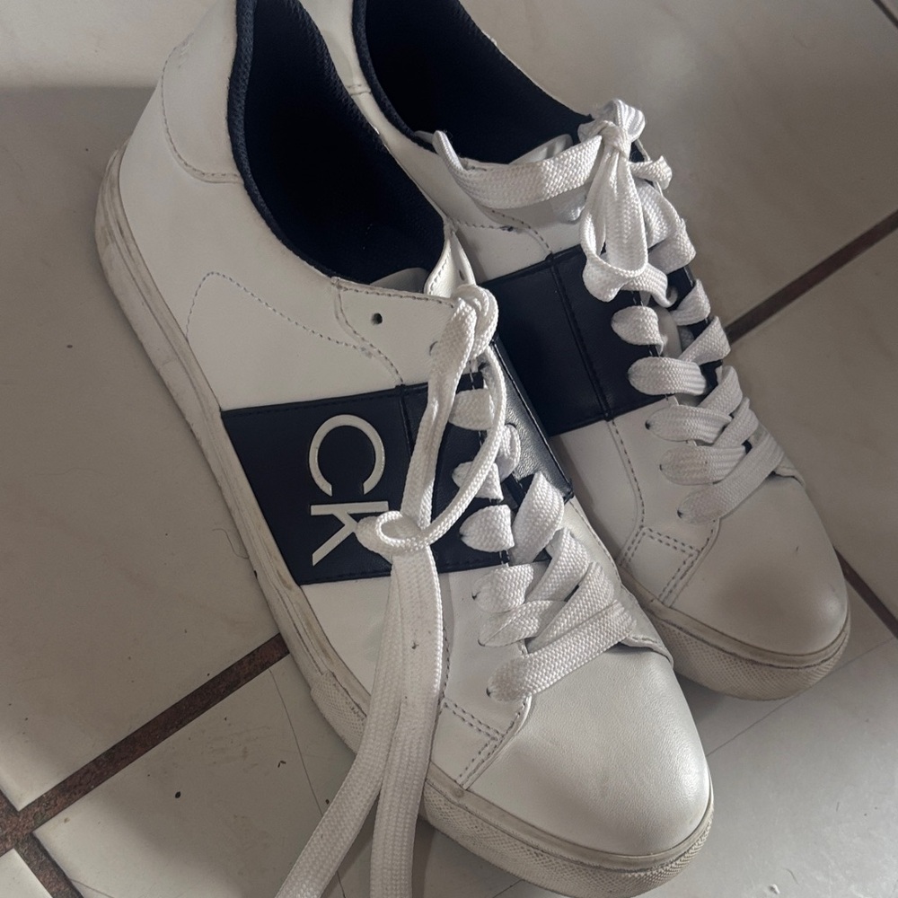 Calvin Klein Men's Sneakers in White with Black Detail
